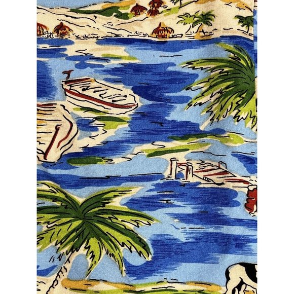 BIG DOGS Tropical Ocean Hawaiian Shirt 5X Palm Trees Water Island Hut - Picture 9 of 14